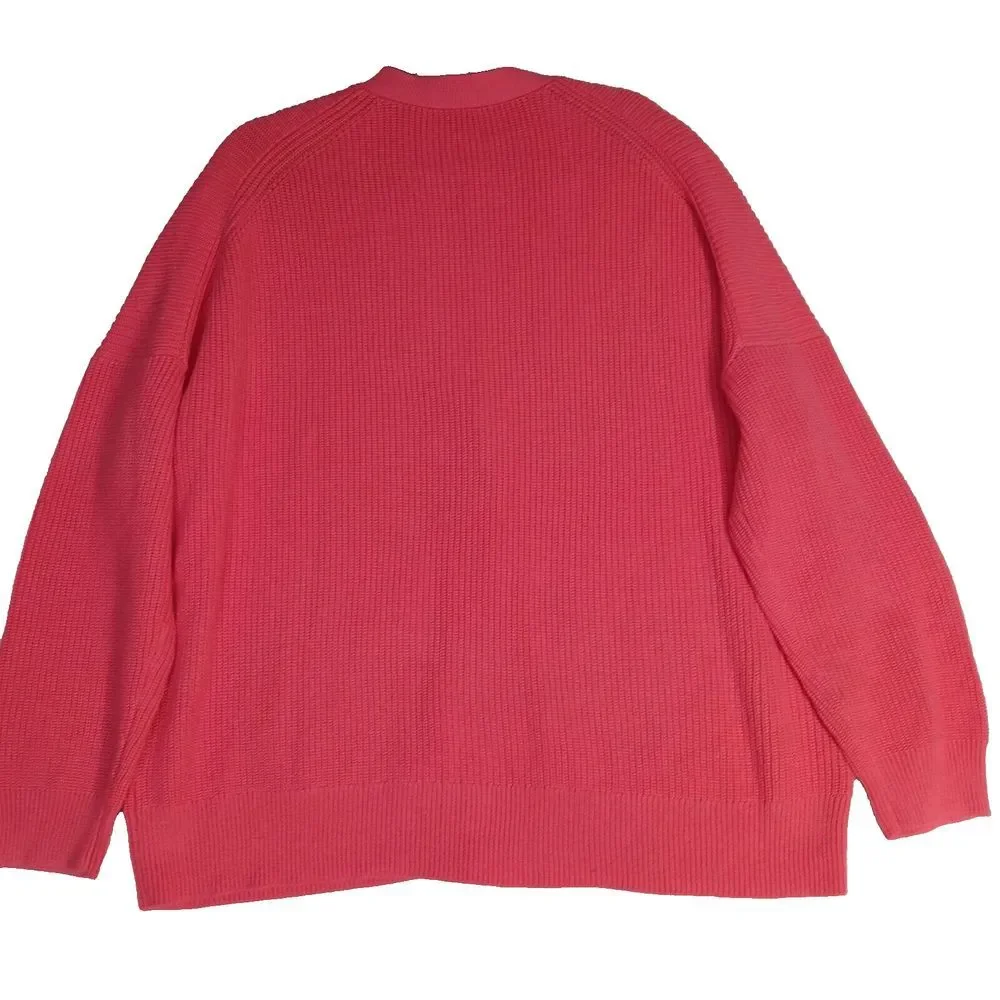 J.crew V-neck Cotton-cashmere Cardigan Sweater AX752‎  Color Coral Size XLarge